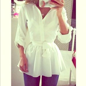 Feminine White Blouse NWT sz XL