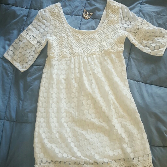 Romantic white crocheted dress