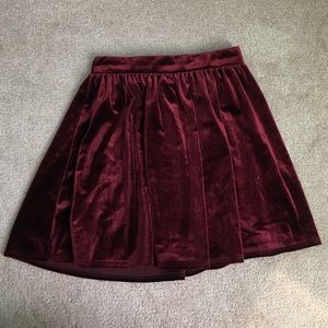 Garage red wine burgundy velvet mini skirt