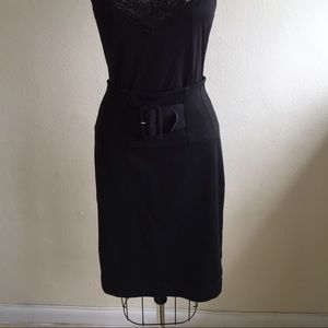 High waisted black pencil skirt