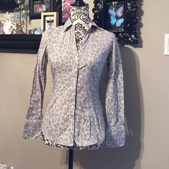 Express Button Up Leopard Print Blouse - image 1