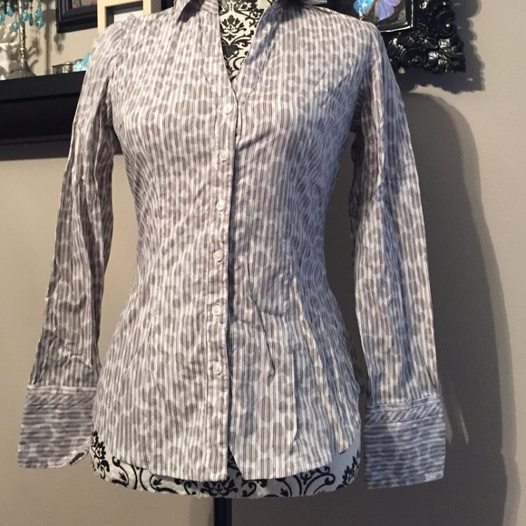 Express Button Up Leopard Print Blouse - image 2