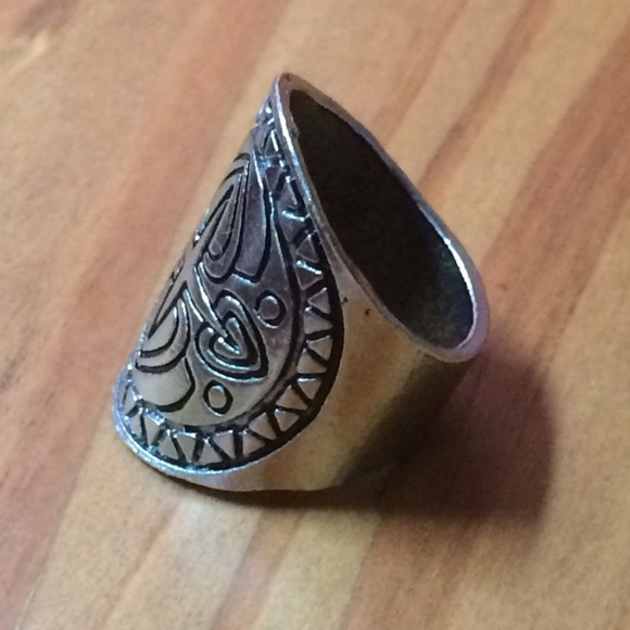 HP Silver Plated Etched Boho Festival Ring - Picture 2 of 4