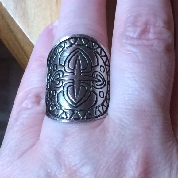 HP Silver Plated Etched Boho Festival Ring - Picture 3 of 4