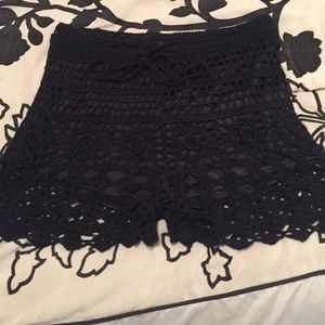 Black crochet shorts