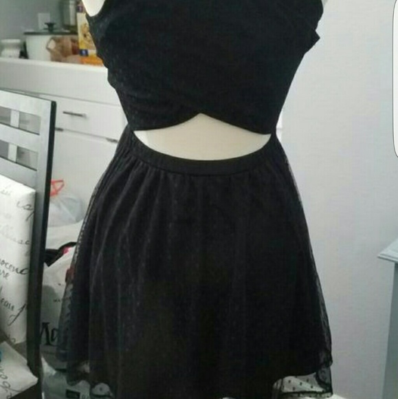 Black polka dot dress