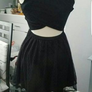 Black polka dot dress