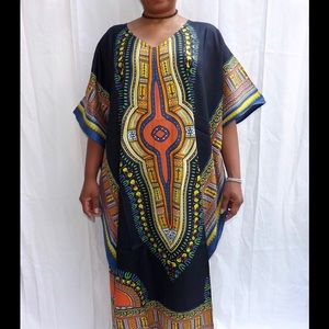 Long Dashiki print dress. 100% Rayon FIRM
