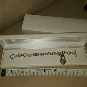 SOLD!!Silver 1/4 Carat Diamond Pave Heart Bracelet
