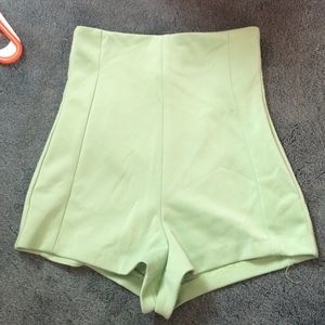 Pale green soft high waisted stretchy shorts