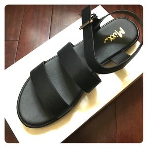 NEW! Never Worn! Black PU Sandals