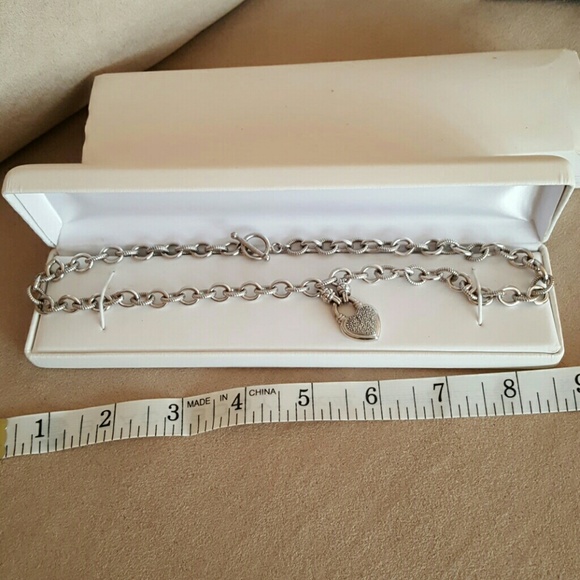 SOLD!!Silver 1/4 Carat Diamond Pave Heart Necklace