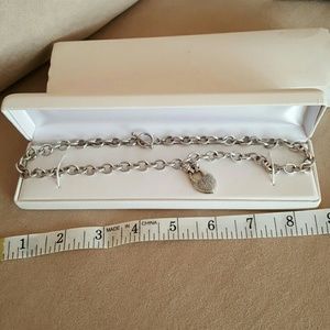 SOLD!!Silver 1/4 Carat Diamond Pave Heart Necklace