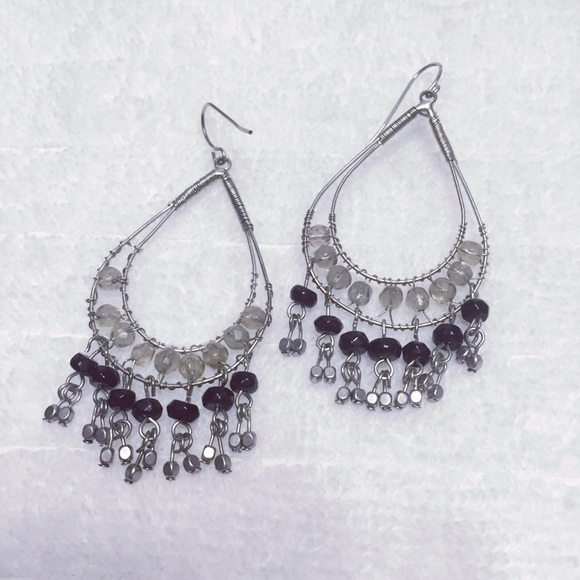 Black and silver chandelier earrings