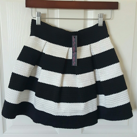 Black and white striped skirt