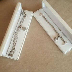 Silver 1/4 Ct Diamond Pave Hrt Necklace & Bracelet