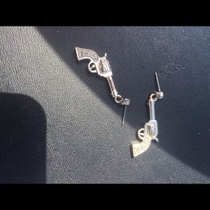 Rhinestone gun earrings