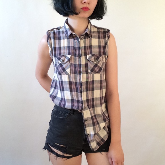 Topshop sleeveless flannel