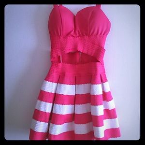 Pink and white crop top dress