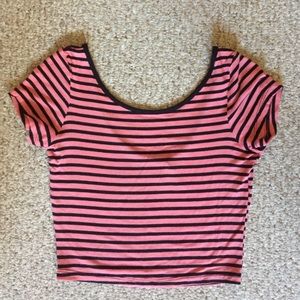 Black and orange striped crop top