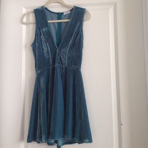 Awesome Blue Velvet Party Dress