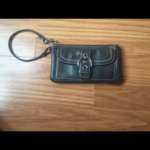 Leather black coach wristlet