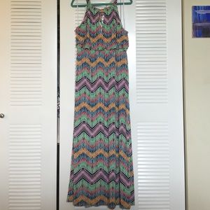 Multi-colored patterned maxi dress