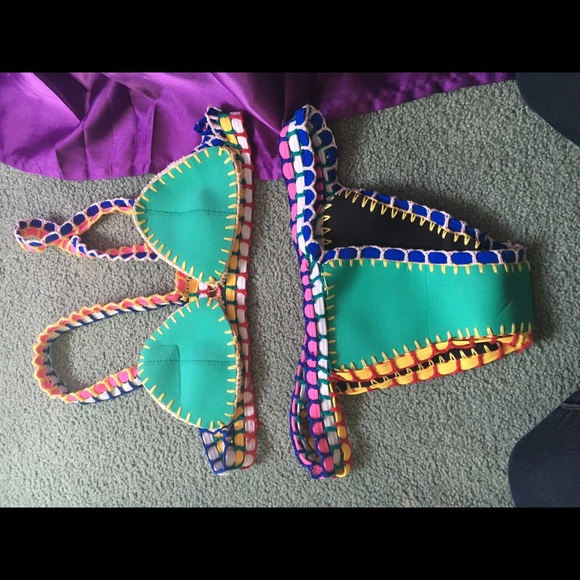 Crochet and neoprene bikini