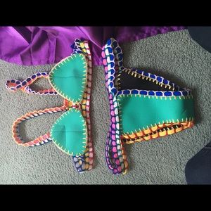 Crochet and neoprene bikini