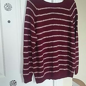 Maroon & White Stripped Closed Knit Sweater