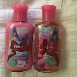 Paris Amour shower gel, lotion and spray.