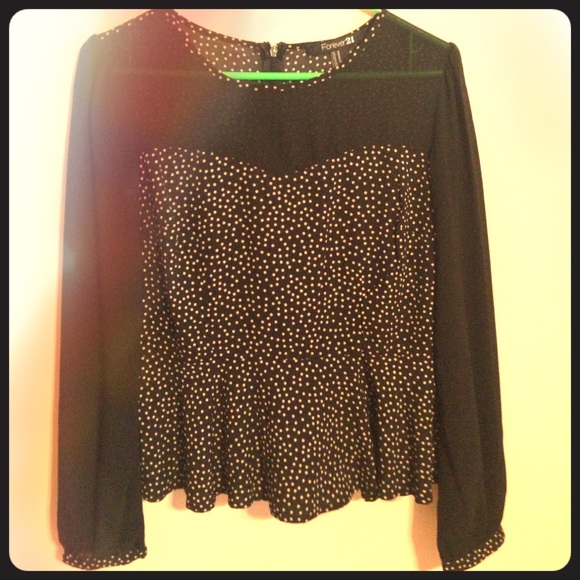 Polka-dot Peplum Top F21