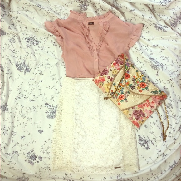 SALE A&F white lace side paneled skirt