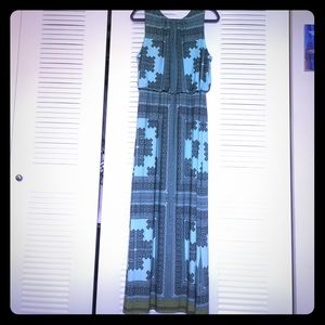 Mint green maxi dress with pattern