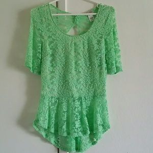 Laced Peplum Blouse