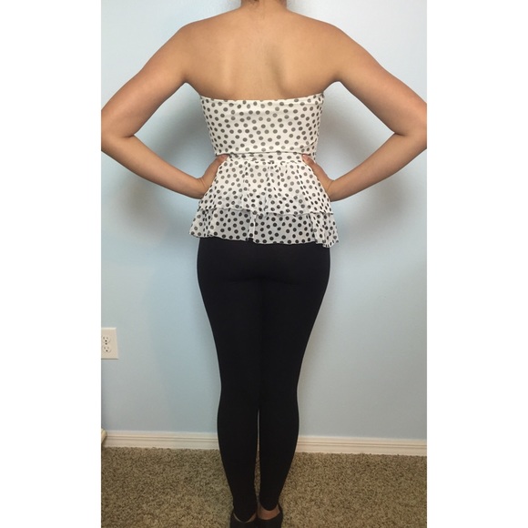 POLKA-DOT FLOWY STRAPLESS TOP - Picture 3 of 3