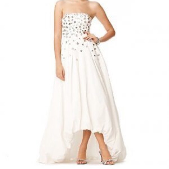 Bcbg jeweled taffeta asymmetric gown Sz 10 - Picture 1 of 7