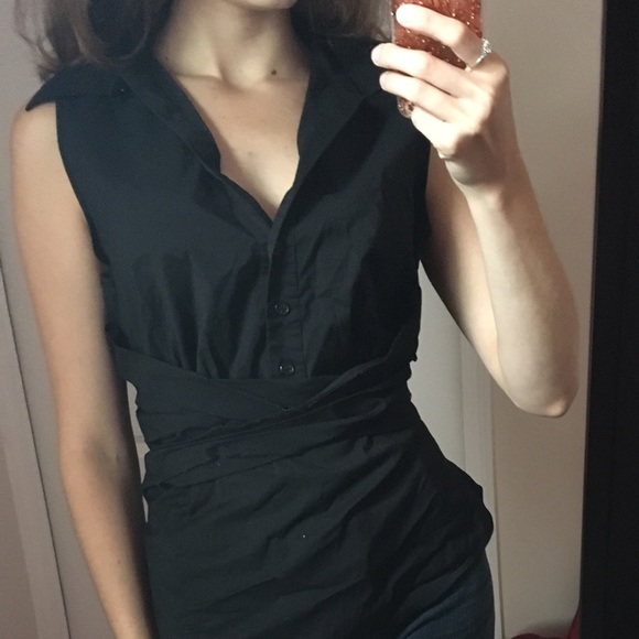 Black tie back blouse/shirt size 10
