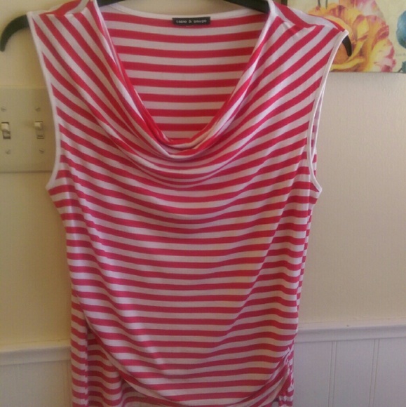 Striped red and white sleeveless top.