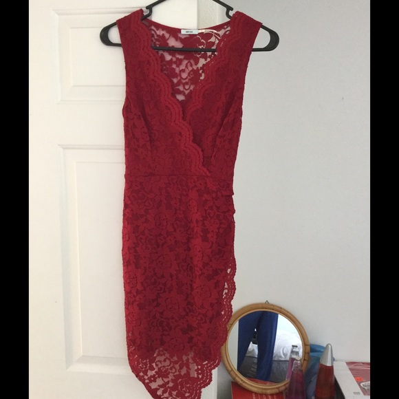 Mini red lace dress