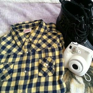 Yellow and Navy blue flannel