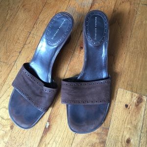Banana republic brown suede wedge sandals