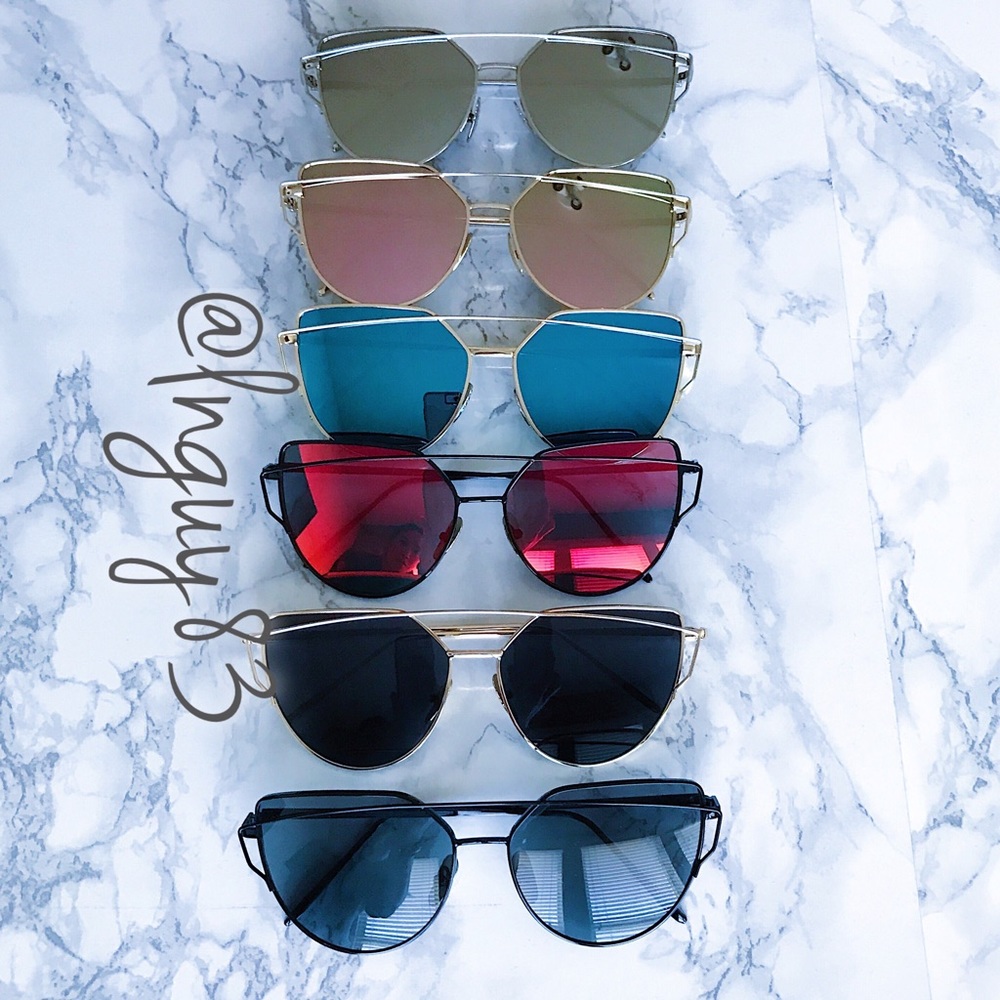 Pink&Gold Cat Eye Mirrored Wired Sunglasses - Picture 5 of 6