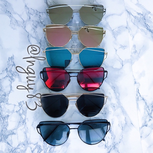 Pink&Gold Cat Eye Mirrored Wired Sunglasses - Picture 5 of 6