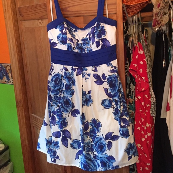 Blue and White Floral Dress