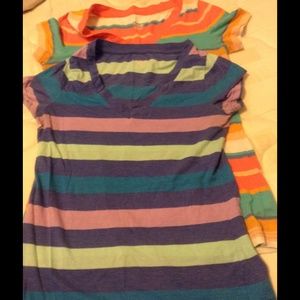 2 Mossimo v-neck striped t shirts- medium