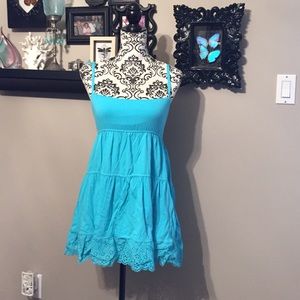 Blue bra top with floral lace