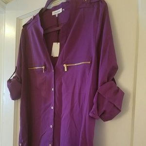 Calvin Klein Zip Pocket Roll Tab Sleeve Shirt