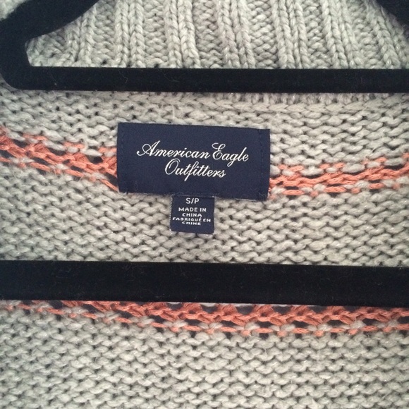 Coral and Gray Cardigan Sweater - Picture 2 of 3