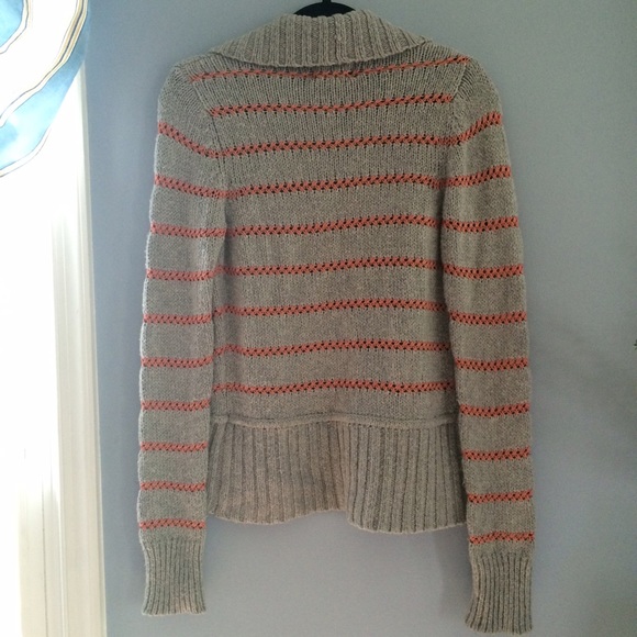 Coral and Gray Cardigan Sweater - Picture 3 of 3